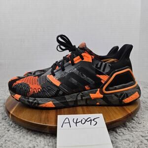 Adidas Mens 10 Ultra Boost 20 Geometric Pack Black Orange Athletic Running Shoe